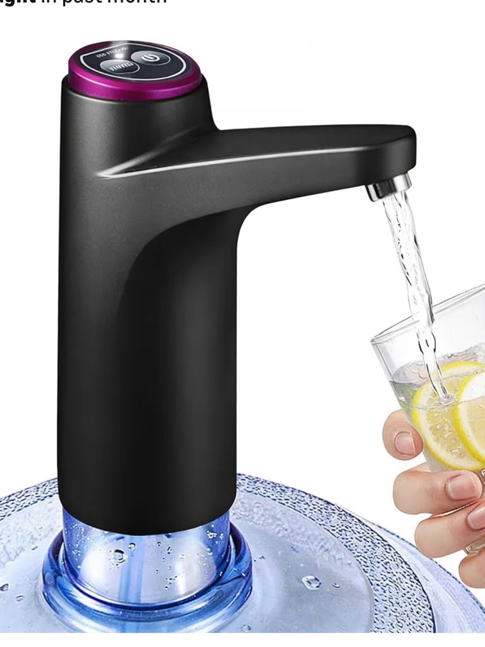 Electric Water Dispenser Pump - Matte Black with Purple Accent